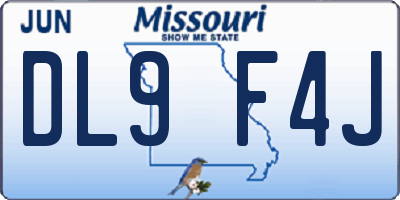 MO license plate DL9F4J
