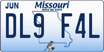 MO license plate DL9F4L