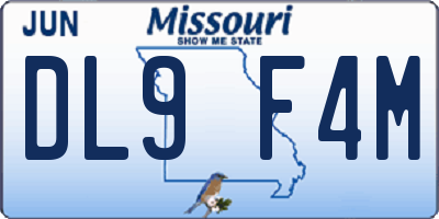 MO license plate DL9F4M