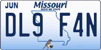 MO license plate DL9F4N
