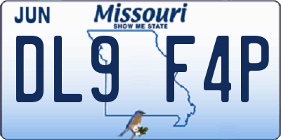 MO license plate DL9F4P