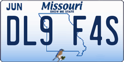 MO license plate DL9F4S