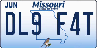 MO license plate DL9F4T