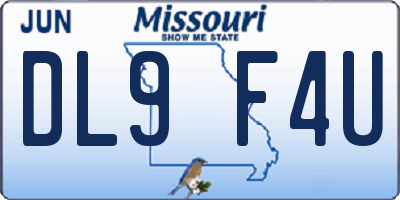 MO license plate DL9F4U