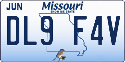 MO license plate DL9F4V