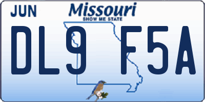 MO license plate DL9F5A