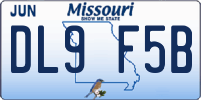 MO license plate DL9F5B