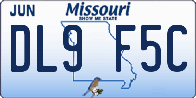 MO license plate DL9F5C