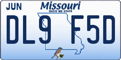 MO license plate DL9F5D