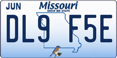 MO license plate DL9F5E