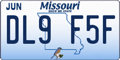 MO license plate DL9F5F