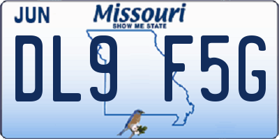 MO license plate DL9F5G