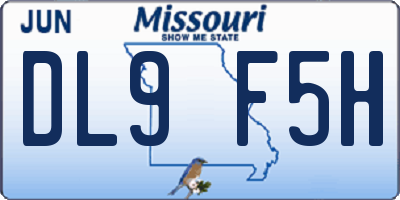 MO license plate DL9F5H