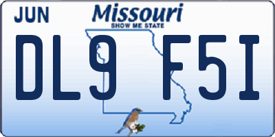 MO license plate DL9F5I