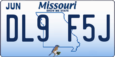 MO license plate DL9F5J