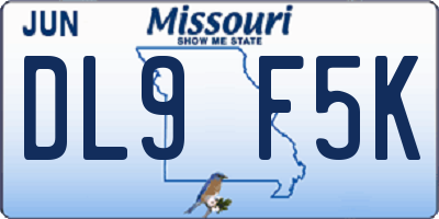 MO license plate DL9F5K