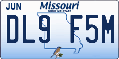MO license plate DL9F5M