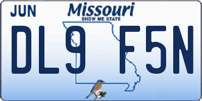 MO license plate DL9F5N