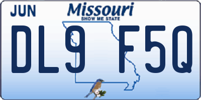 MO license plate DL9F5Q