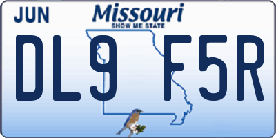 MO license plate DL9F5R