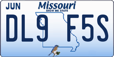 MO license plate DL9F5S