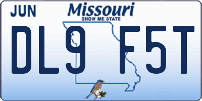 MO license plate DL9F5T