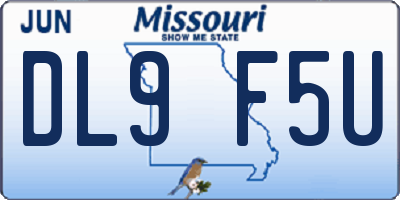 MO license plate DL9F5U