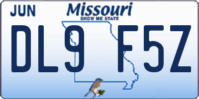 MO license plate DL9F5Z