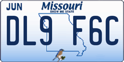 MO license plate DL9F6C