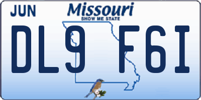 MO license plate DL9F6I