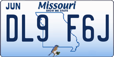 MO license plate DL9F6J