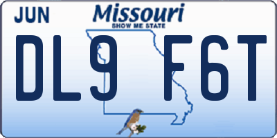 MO license plate DL9F6T