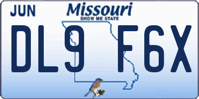 MO license plate DL9F6X
