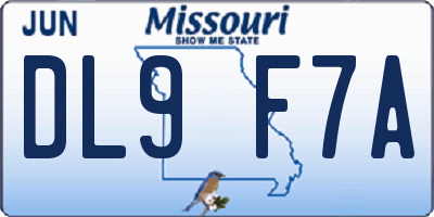 MO license plate DL9F7A