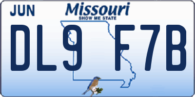 MO license plate DL9F7B