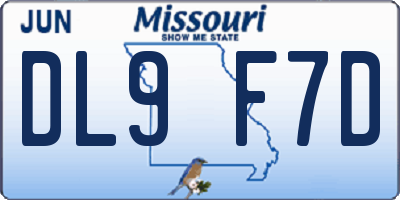 MO license plate DL9F7D