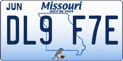 MO license plate DL9F7E