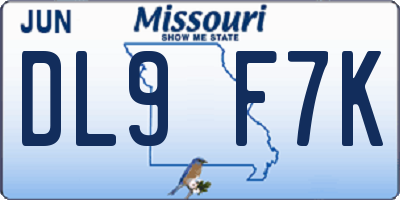 MO license plate DL9F7K
