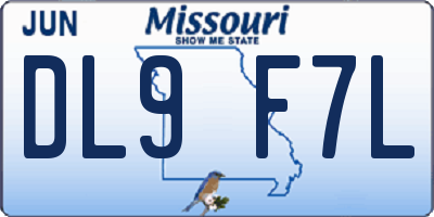 MO license plate DL9F7L