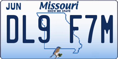 MO license plate DL9F7M
