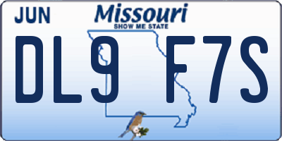 MO license plate DL9F7S