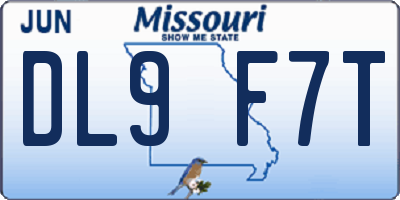 MO license plate DL9F7T
