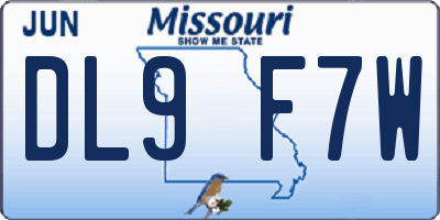 MO license plate DL9F7W
