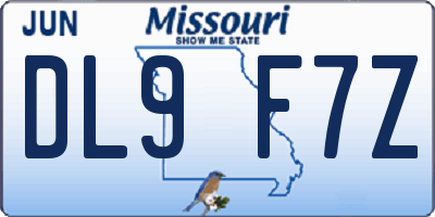 MO license plate DL9F7Z