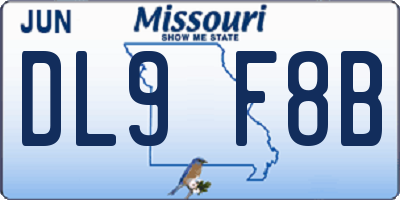 MO license plate DL9F8B