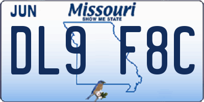 MO license plate DL9F8C