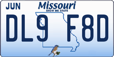 MO license plate DL9F8D