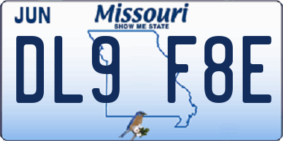MO license plate DL9F8E