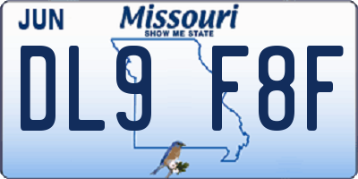 MO license plate DL9F8F