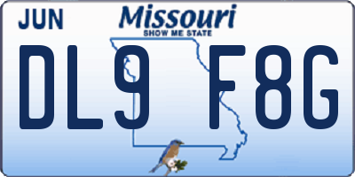 MO license plate DL9F8G